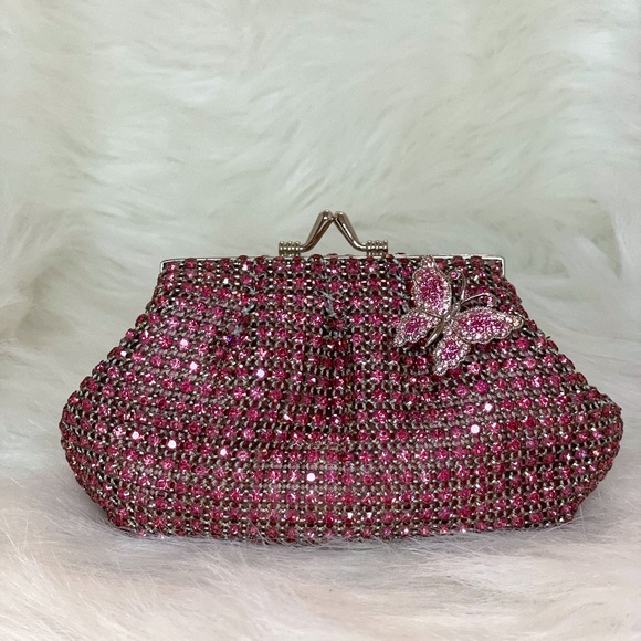 Handbags - Rhinestone clutch with butterfly (brand unknown)